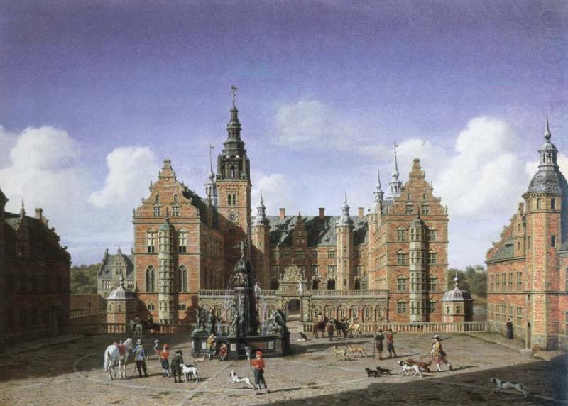 frederiksborg castle,the departure of the royal falcon hunt, heinrich hansen